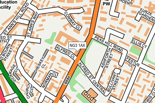 NG3 1AX map - OS OpenMap – Local (Ordnance Survey)