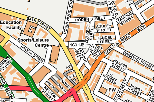 NG3 1JB map - OS OpenMap – Local (Ordnance Survey)