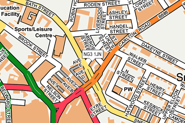 NG3 1JN map - OS OpenMap – Local (Ordnance Survey)