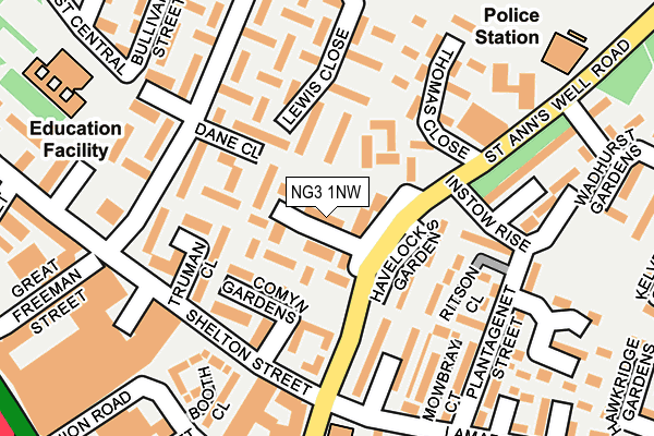 NG3 1NW map - OS OpenMap – Local (Ordnance Survey)