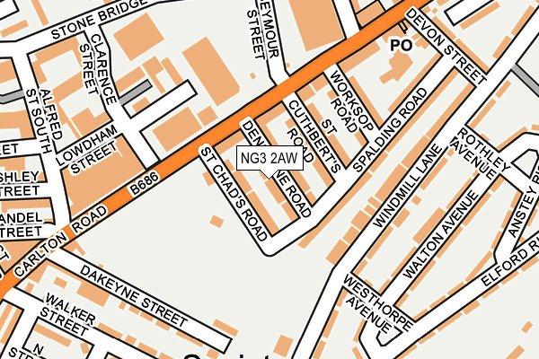 NG3 2AW map - OS OpenMap – Local (Ordnance Survey)