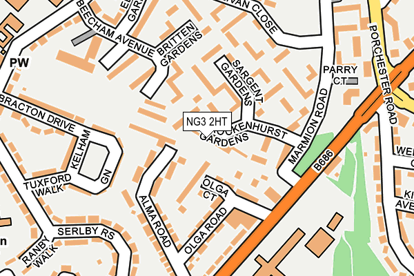 NG3 2HT map - OS OpenMap – Local (Ordnance Survey)