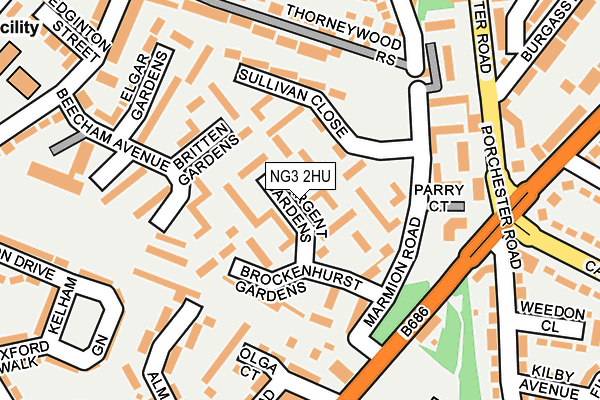 NG3 2HU map - OS OpenMap – Local (Ordnance Survey)