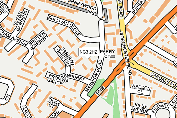NG3 2HZ map - OS OpenMap – Local (Ordnance Survey)
