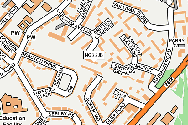 NG3 2JB map - OS OpenMap – Local (Ordnance Survey)