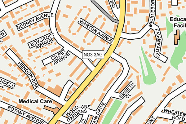 NG3 3AG map - OS OpenMap – Local (Ordnance Survey)