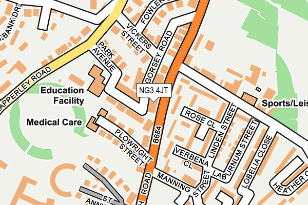 NG3 4JT map - OS OpenMap – Local (Ordnance Survey)