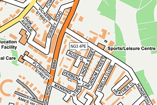 NG3 4PE map - OS OpenMap – Local (Ordnance Survey)