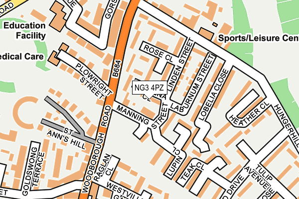 NG3 4PZ map - OS OpenMap – Local (Ordnance Survey)