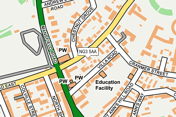 NG3 5AA map - OS OpenMap – Local (Ordnance Survey)