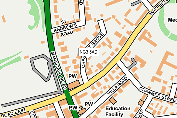 NG3 5AD map - OS OpenMap – Local (Ordnance Survey)