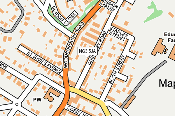 NG3 5JA map - OS OpenMap – Local (Ordnance Survey)