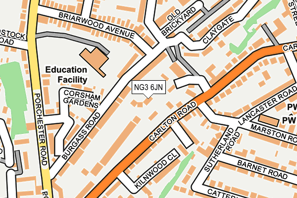 NG3 6JN map - OS OpenMap – Local (Ordnance Survey)