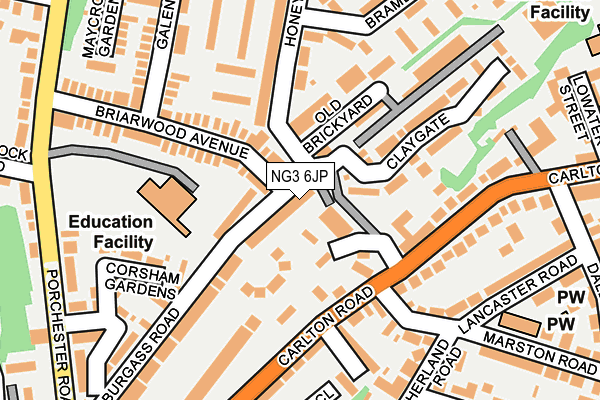 NG3 6JP map - OS OpenMap – Local (Ordnance Survey)