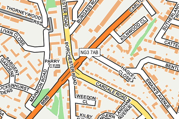 NG3 7AB map - OS OpenMap – Local (Ordnance Survey)