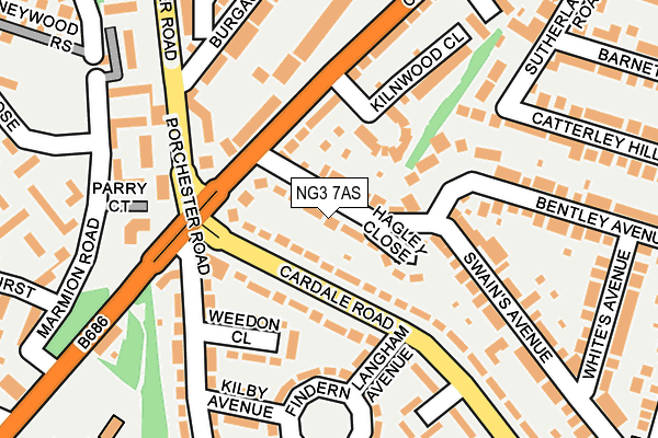 NG3 7AS map - OS OpenMap – Local (Ordnance Survey)