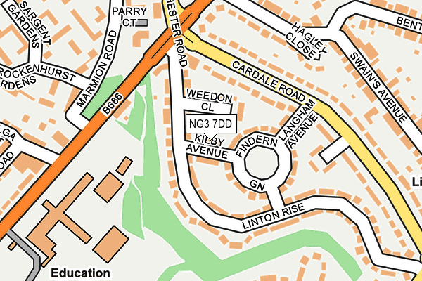 NG3 7DD map - OS OpenMap – Local (Ordnance Survey)