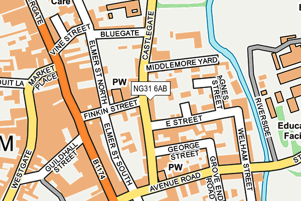 NG31 6AB map - OS OpenMap – Local (Ordnance Survey)