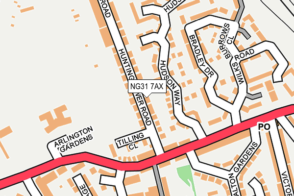 NG31 7AX map - OS OpenMap – Local (Ordnance Survey)