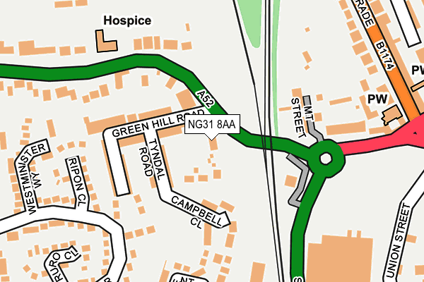 NG31 8AA map - OS OpenMap – Local (Ordnance Survey)