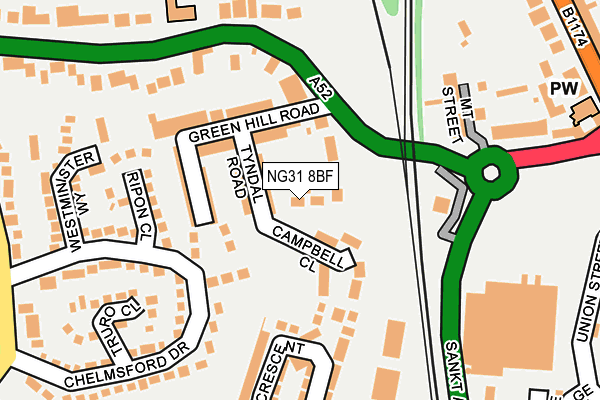 NG31 8BF map - OS OpenMap – Local (Ordnance Survey)