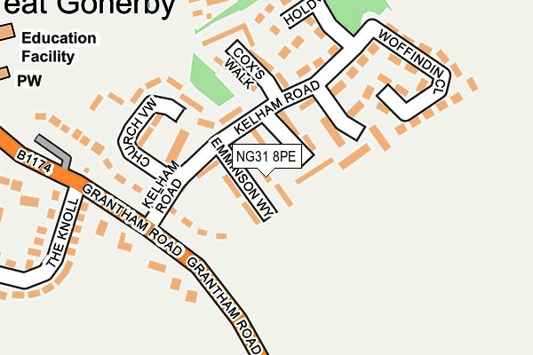 NG31 8PE map - OS OpenMap – Local (Ordnance Survey)