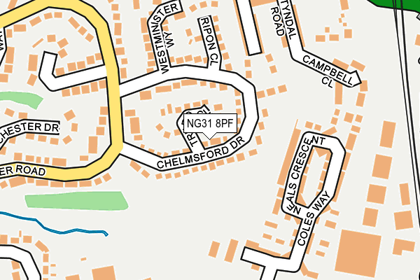 NG31 8PF map - OS OpenMap – Local (Ordnance Survey)