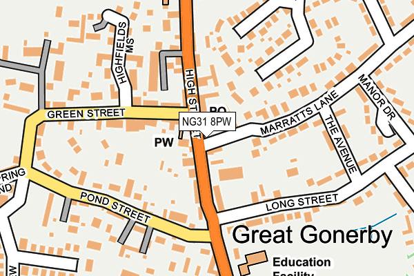 NG31 8PW map - OS OpenMap – Local (Ordnance Survey)