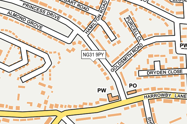 NG31 9PY map - OS OpenMap – Local (Ordnance Survey)