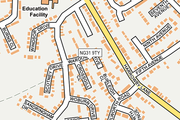 NG31 9TY map - OS OpenMap – Local (Ordnance Survey)