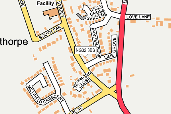 NG32 3BS map - OS OpenMap – Local (Ordnance Survey)
