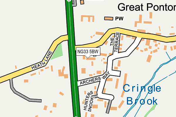 NG33 5BW map - OS OpenMap – Local (Ordnance Survey)