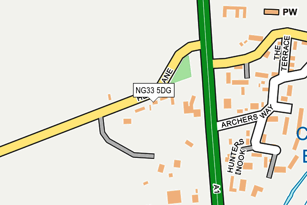 NG33 5DG map - OS OpenMap – Local (Ordnance Survey)