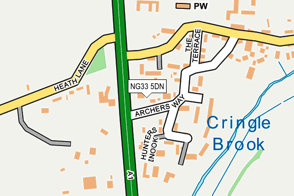 NG33 5DN map - OS OpenMap – Local (Ordnance Survey)
