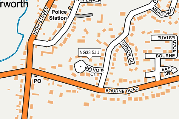 NG33 5JU map - OS OpenMap – Local (Ordnance Survey)