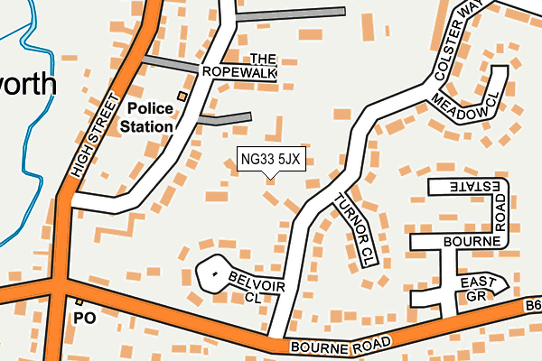 NG33 5JX map - OS OpenMap – Local (Ordnance Survey)