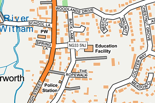 NG33 5NJ map - OS OpenMap – Local (Ordnance Survey)