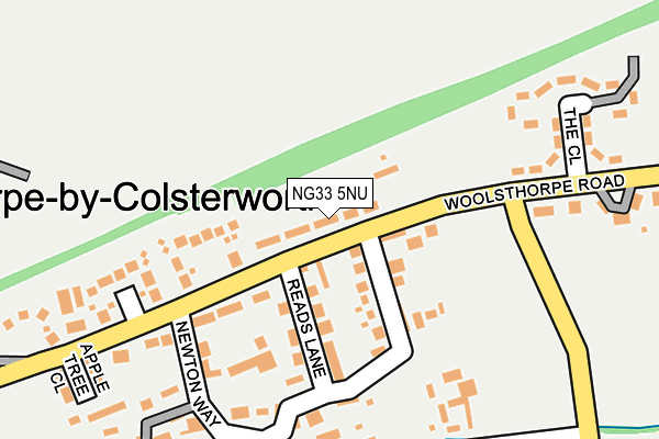 Map of WOOLSTHORPE ROAD 1970 LIMITED at local scale