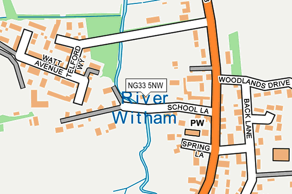 NG33 5NW map - OS OpenMap – Local (Ordnance Survey)