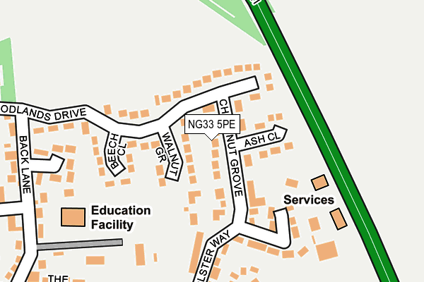 NG33 5PE map - OS OpenMap – Local (Ordnance Survey)