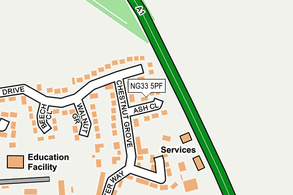 NG33 5PF map - OS OpenMap – Local (Ordnance Survey)