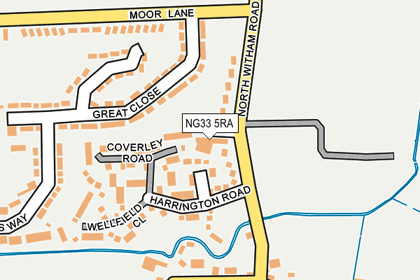 NG33 5RA map - OS OpenMap – Local (Ordnance Survey)