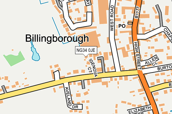 NG34 0JE map - OS OpenMap – Local (Ordnance Survey)