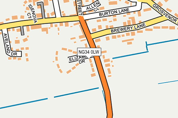 NG34 0LW map - OS OpenMap – Local (Ordnance Survey)