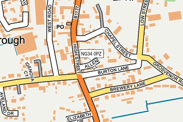 NG34 0PZ map - OS OpenMap – Local (Ordnance Survey)