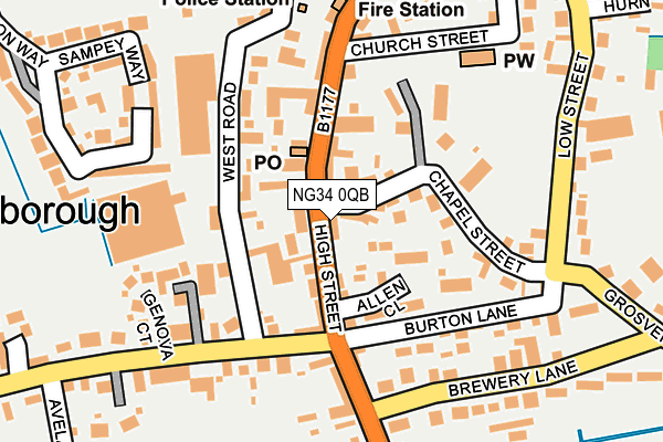 NG34 0QB map - OS OpenMap – Local (Ordnance Survey)