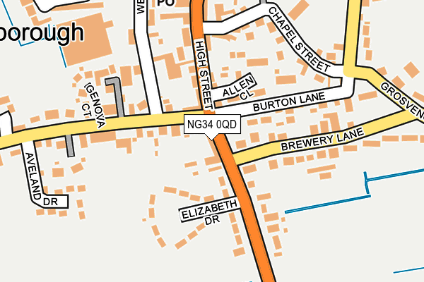 NG34 0QD map - OS OpenMap – Local (Ordnance Survey)