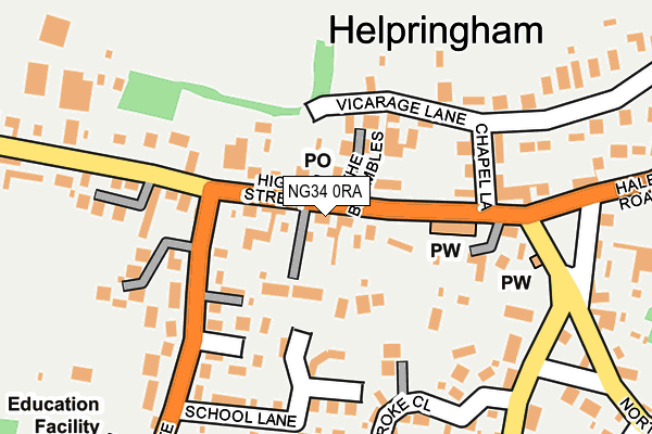 NG34 0RA map - OS OpenMap – Local (Ordnance Survey)