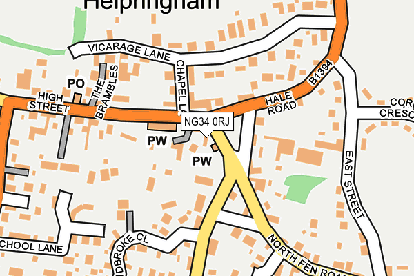 NG34 0RJ map - OS OpenMap – Local (Ordnance Survey)