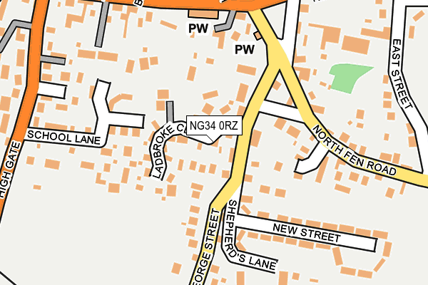 NG34 0RZ map - OS OpenMap – Local (Ordnance Survey)